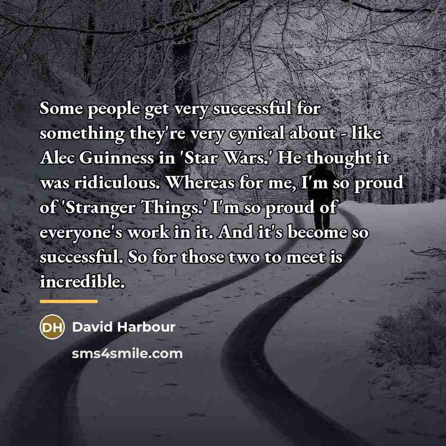 “Some people get very successful for something they're very cynical…” quote by David Harbour