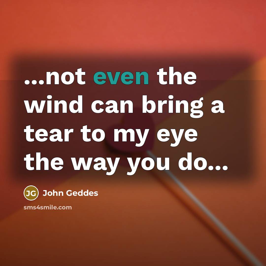 “...not even the wind can bring a tear to my…” quote by John Geddes