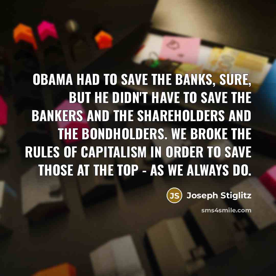 “Obama had to save the banks, sure, but he didn't…” quote by Joseph Stiglitz