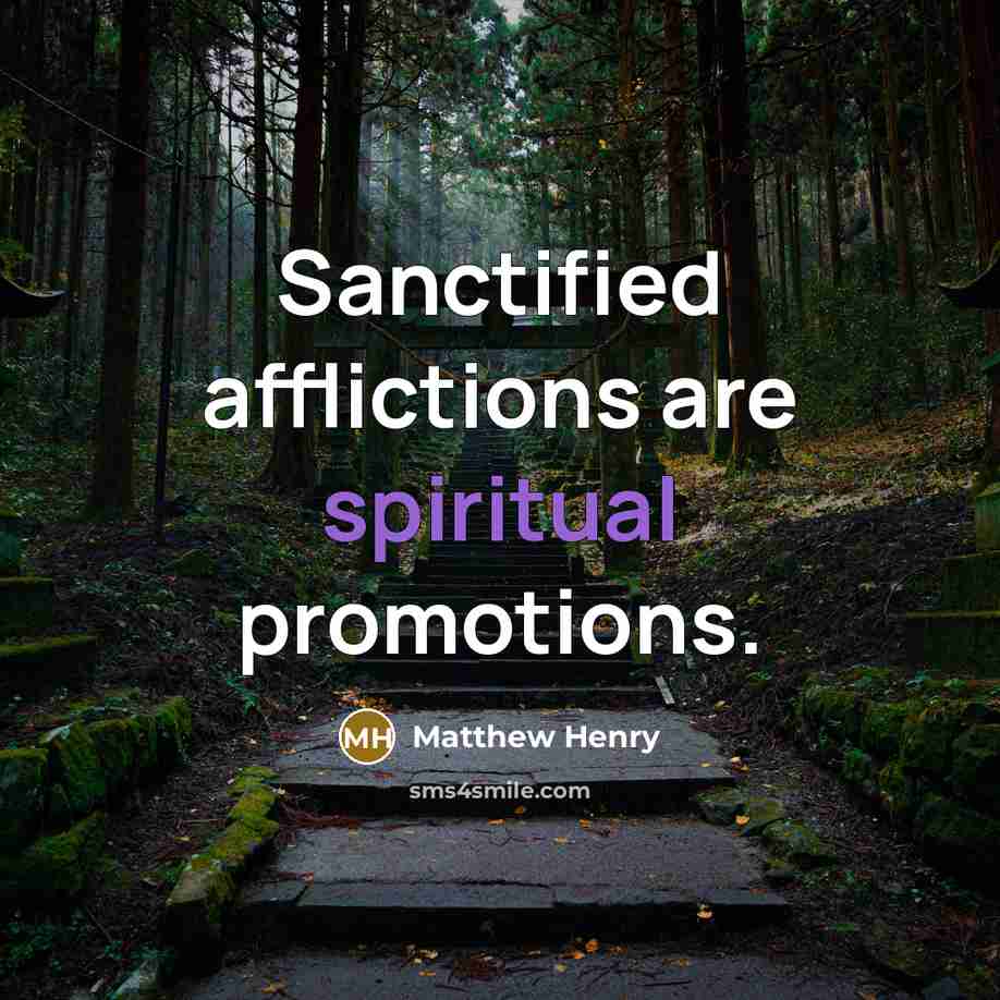 “Sanctified afflictions are spiritual promotions.…” quote by Matthew Henry