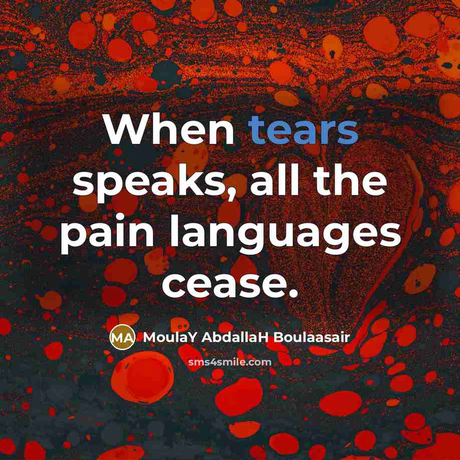 “When tears speaks, all the pain languages cease.…” quote by MoulaY AbdallaH Boulaasair