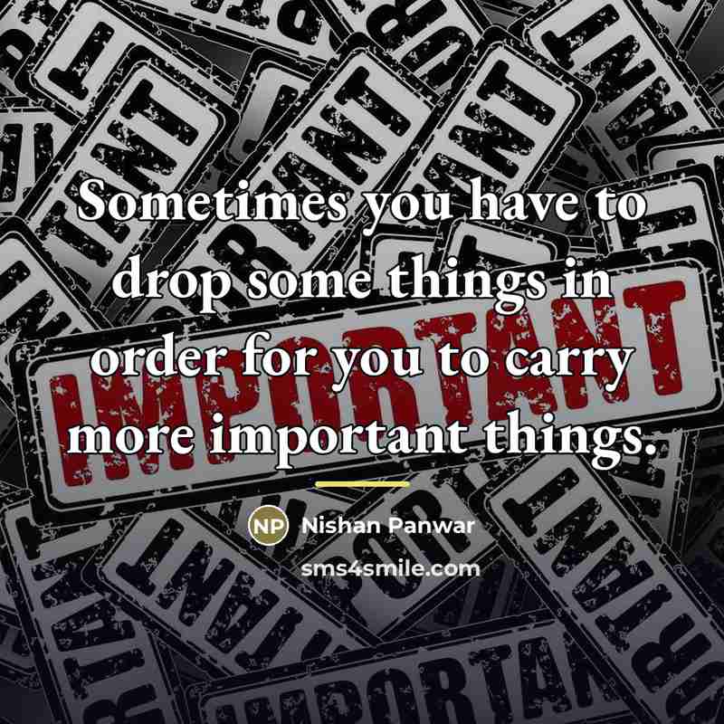 “Sometimes you have to drop some things in order for…” quote by Nishan Panwar