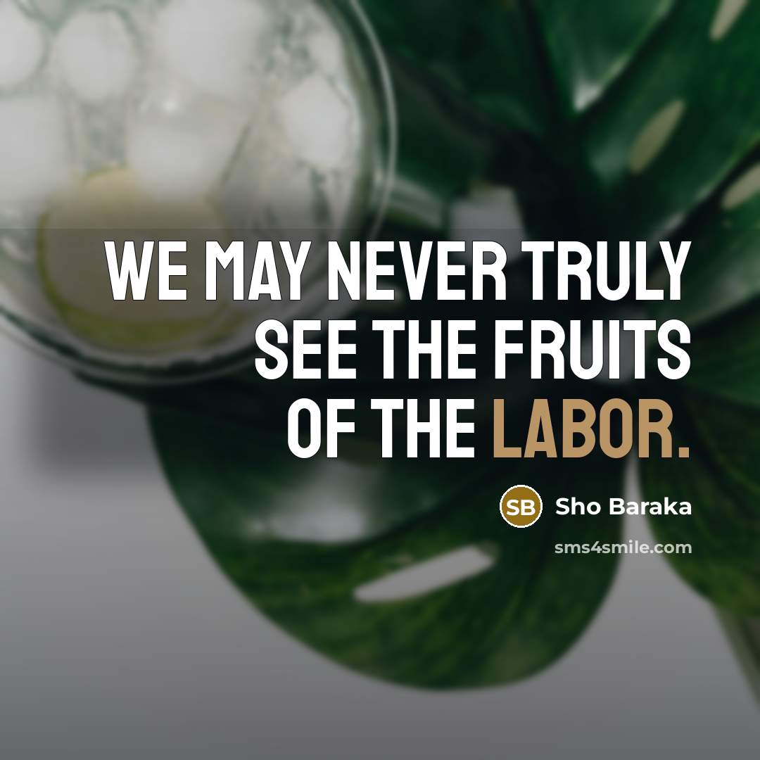“We may never truly see the fruits of the labor.…” quote by Sho Baraka