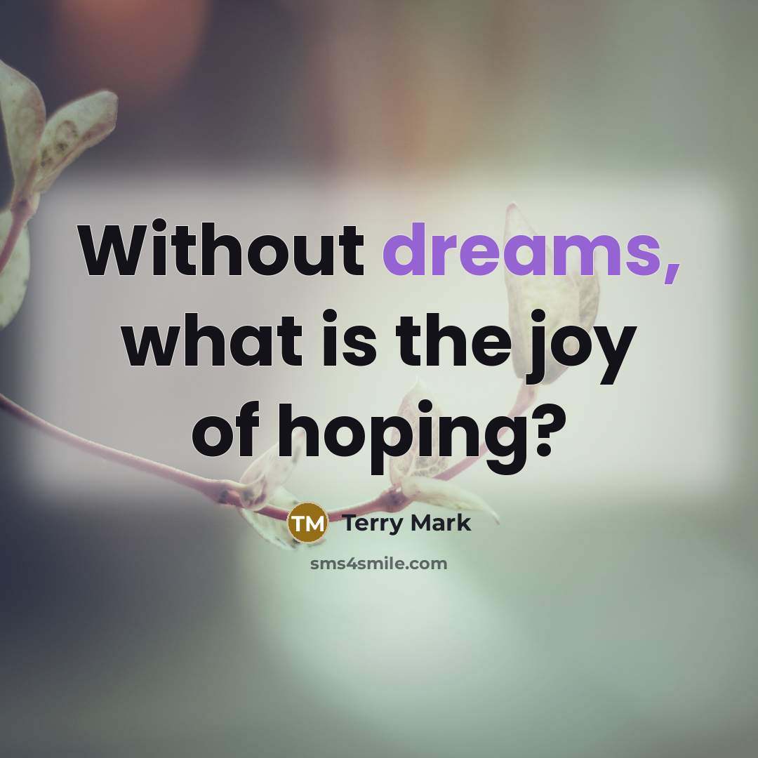 “Without dreams, what is the joy of hoping?…” quote by Terry Mark