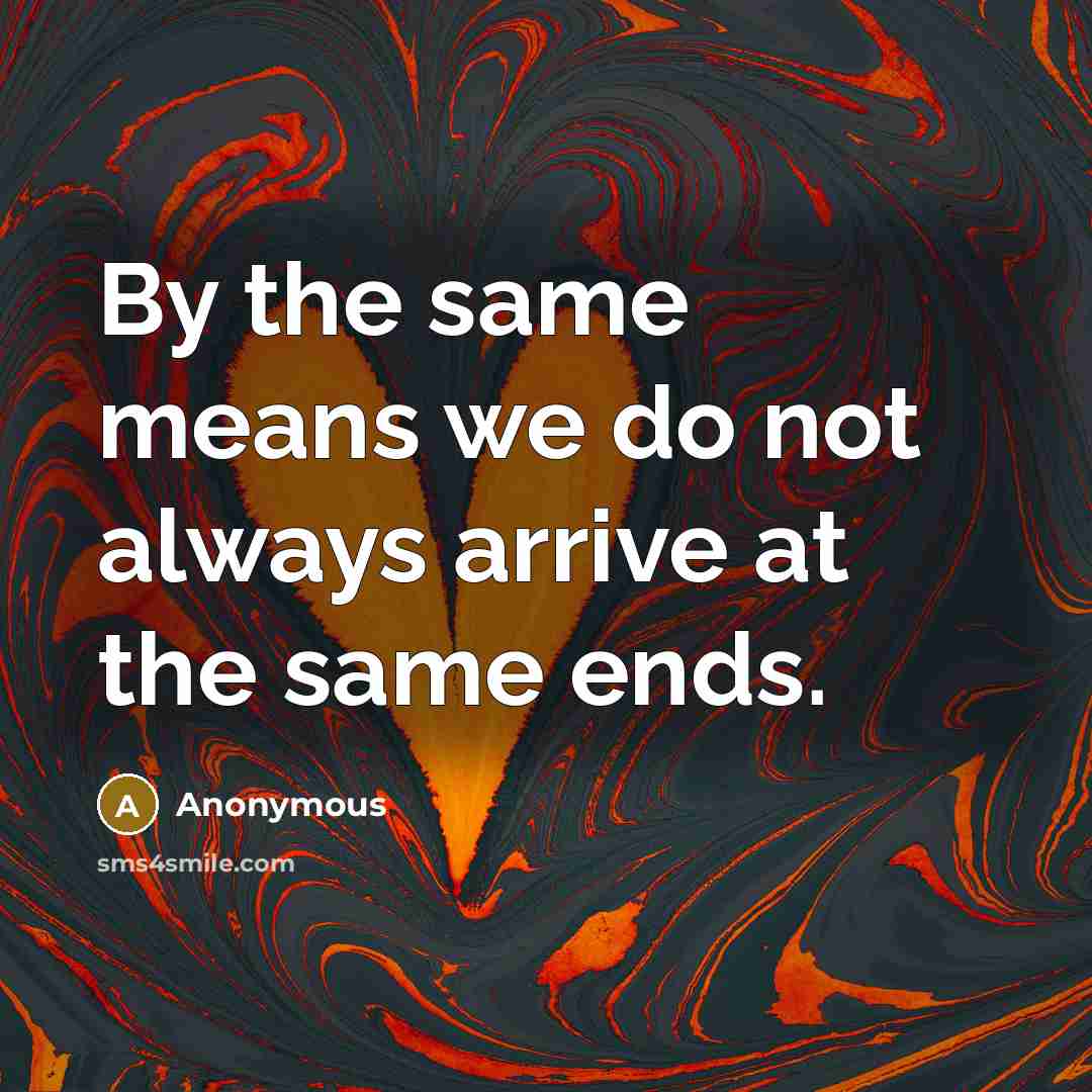 “By the same means we do not always arrive at the same ends.” quote by Anonymous