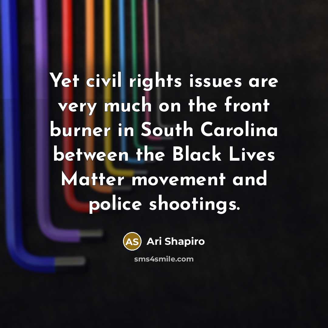 “Yet civil rights issues are very much on the front…” quote by Ari Shapiro