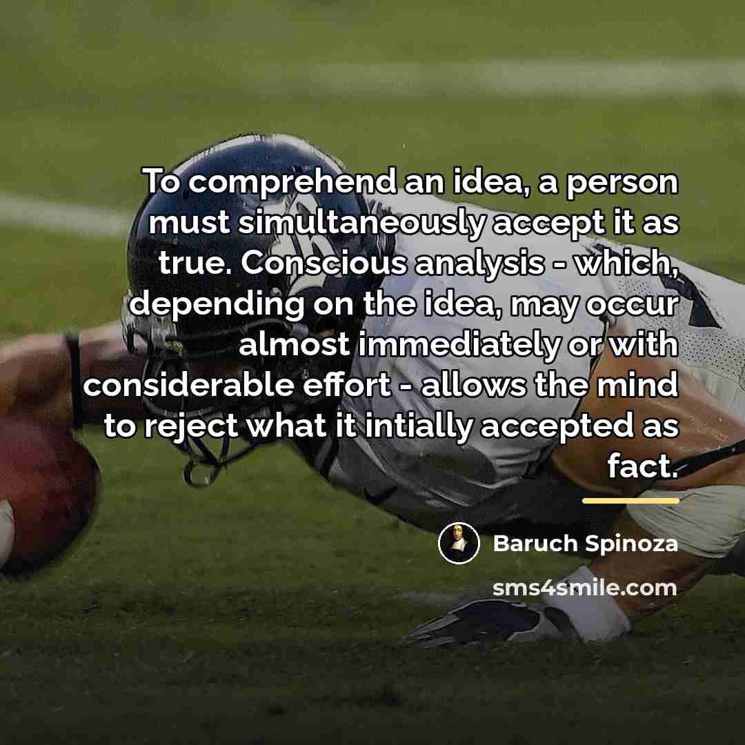 “To comprehend an idea, a person must simultaneously accept it…” quote by Baruch Spinoza