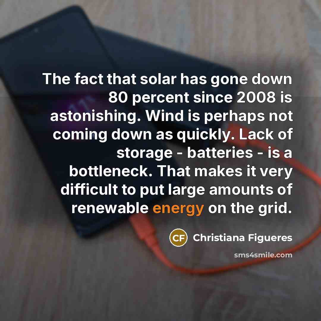 “The fact that solar has gone down 80 percent since…” quote by Christiana Figueres