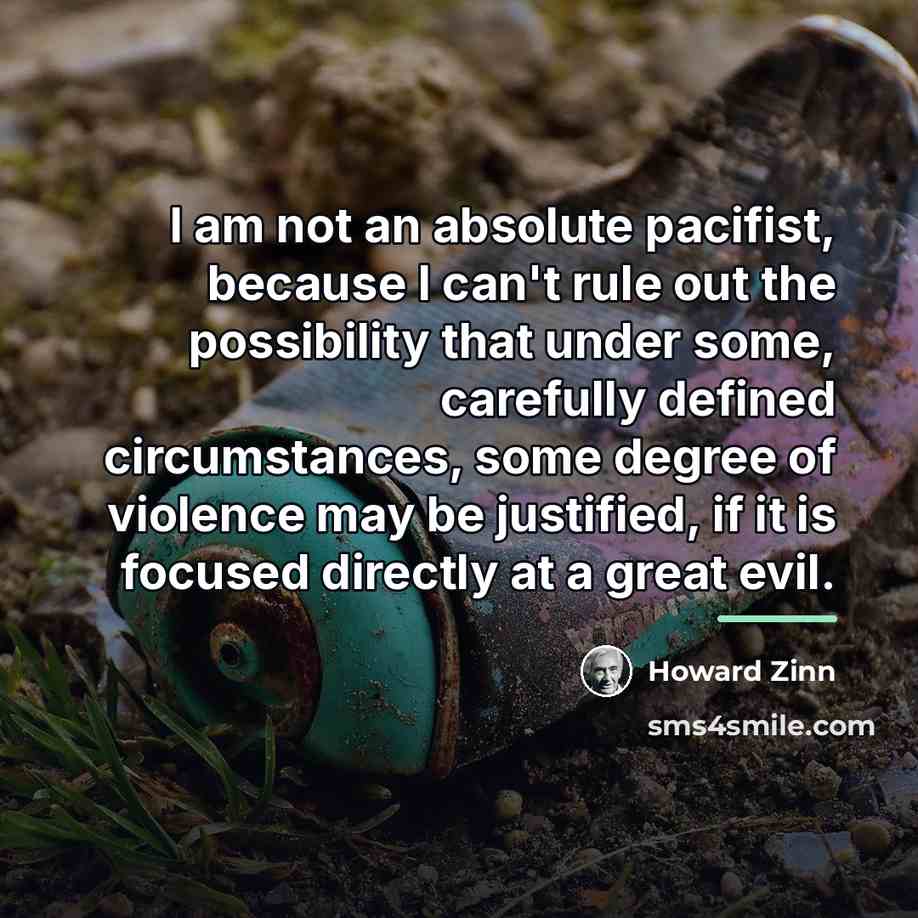 “I am not an absolute pacifist, because I can't rule…” quote by Howard Zinn