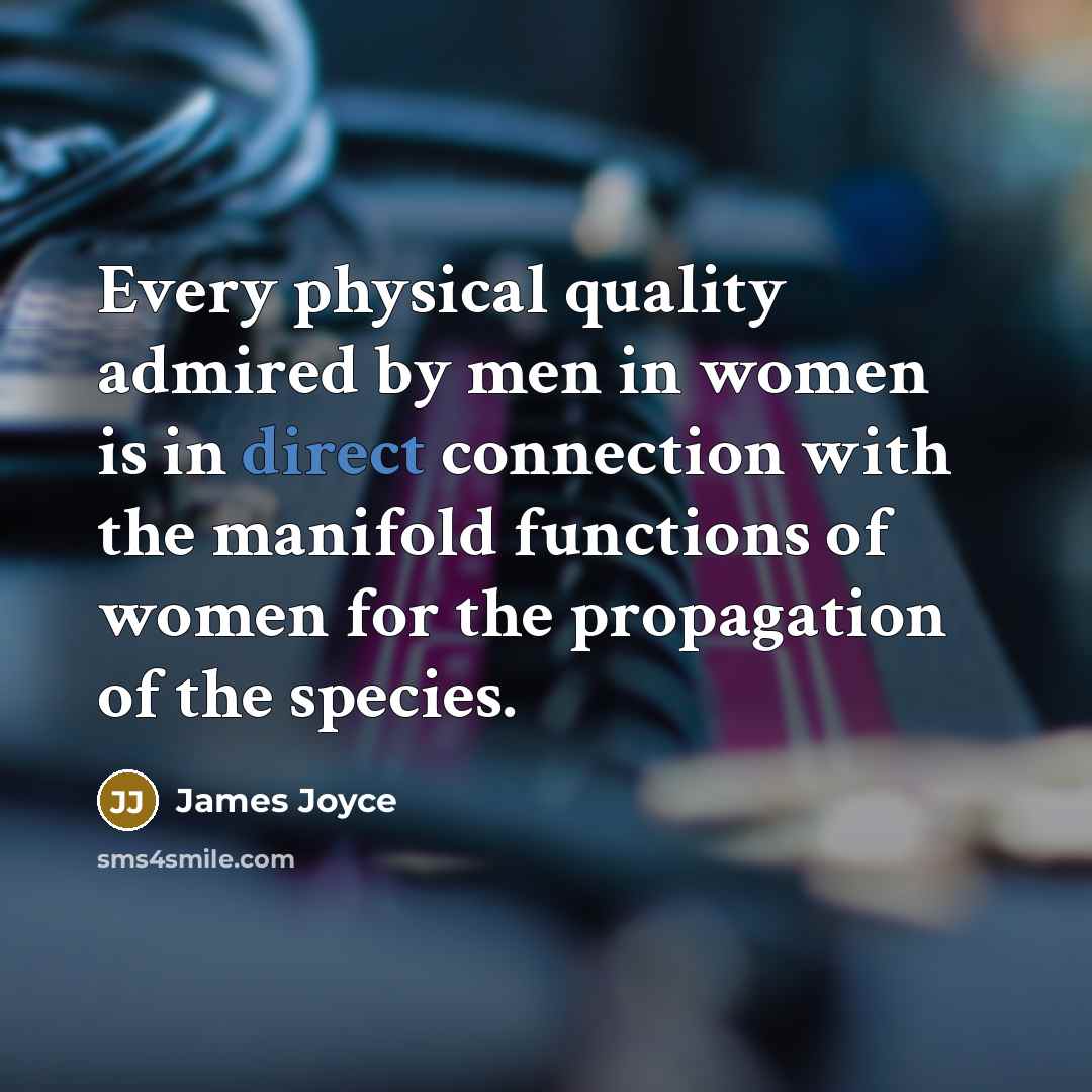 “Every physical quality admired by men in women is in…” quote by James Joyce