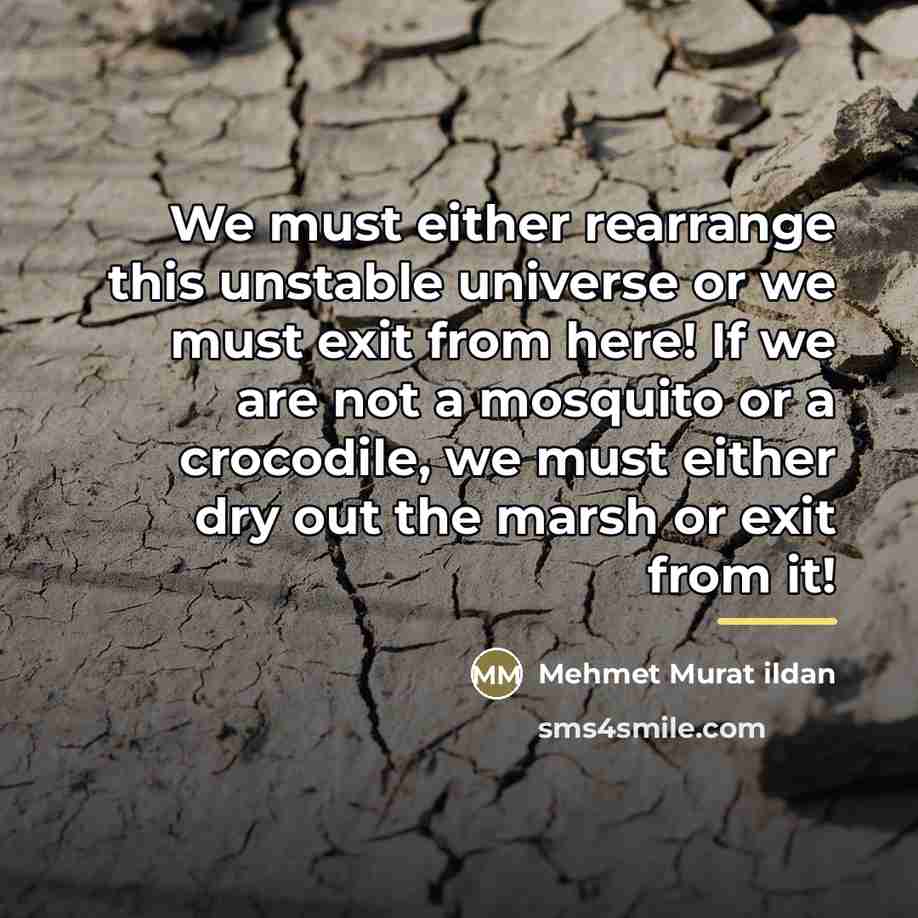 “We must either rearrange this unstable universe or we must…” quote by Mehmet Murat Ildan