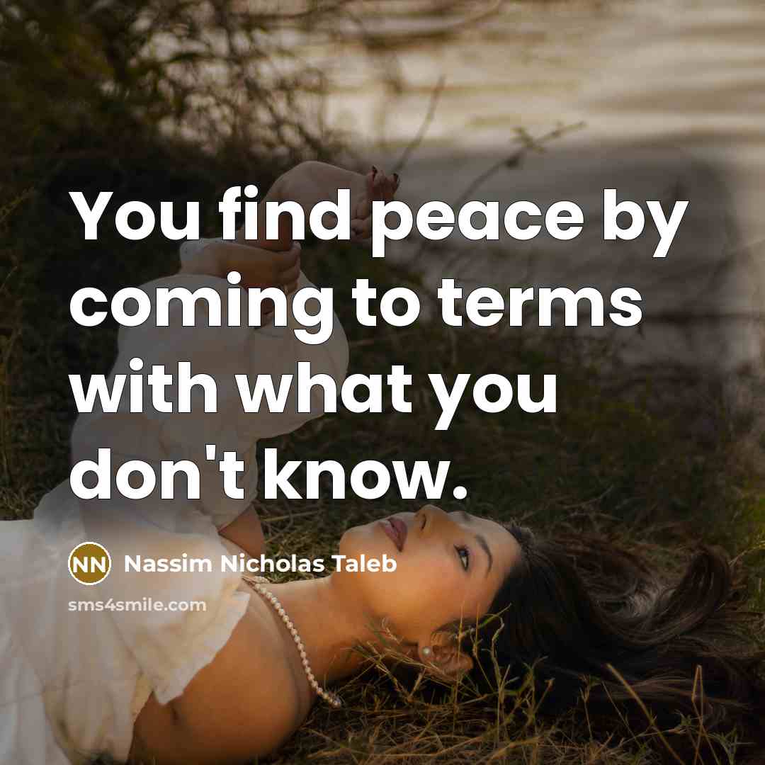 “You find peace by coming to terms with what you…” quote by Nassim Nicholas Taleb