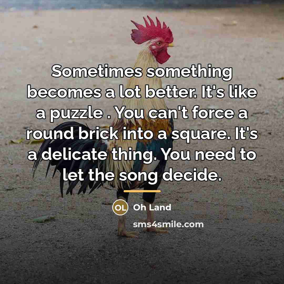 “Sometimes something becomes a lot better. It's like a puzzle…” quote by Oh Land