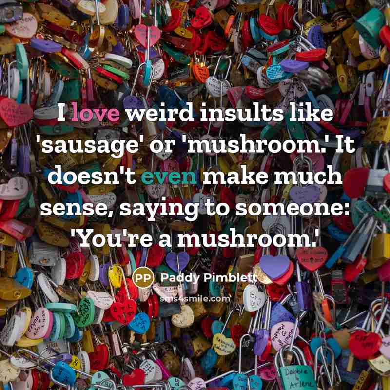 “I love weird insults like 'sausage' or 'mushroom.' It doesn't…” quote by Paddy Pimblett