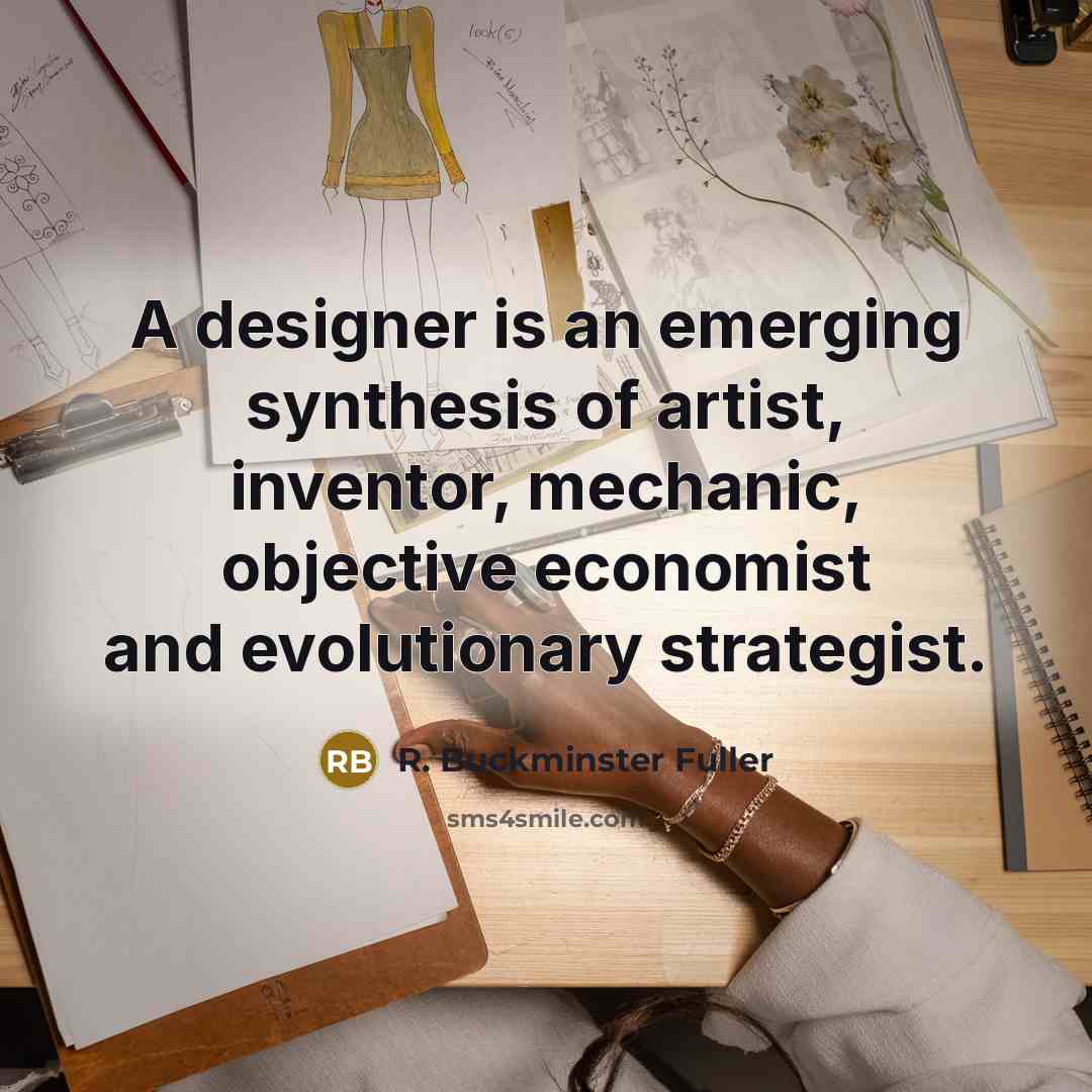 “A designer is an emerging synthesis of artist, inventor, mechanic,…” quote by R. Buckminster Fuller