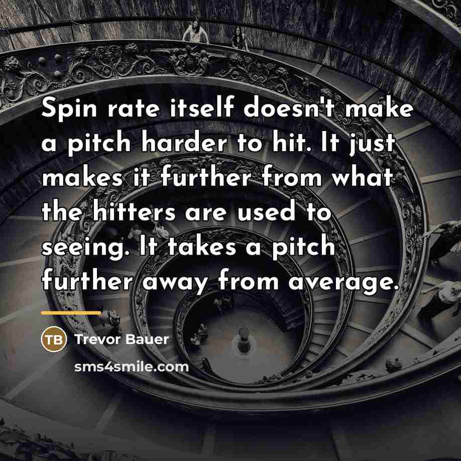“Spin rate itself doesn't make a pitch harder to hit.…” quote by Trevor Bauer