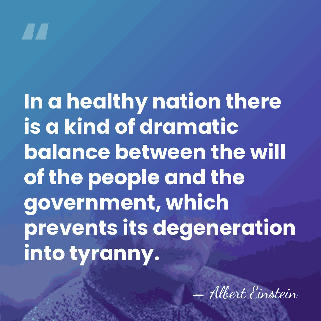 In a healthy nation there is a kind of dramatic balance between&hellip; - Albert Einstein