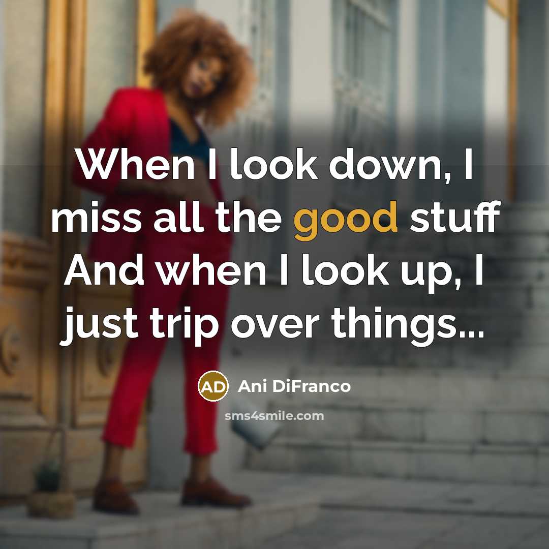 “When I look down, I miss all the good stuff…” quote by Ani DiFranco