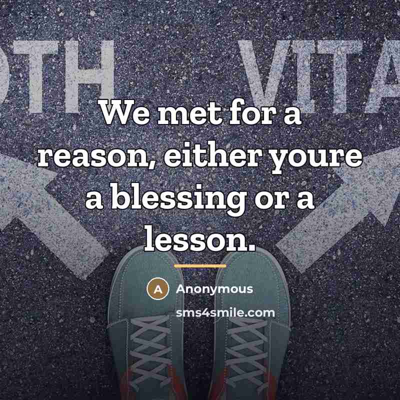 “We met for a reason, either youre a blessing or…” quote by Anonymous