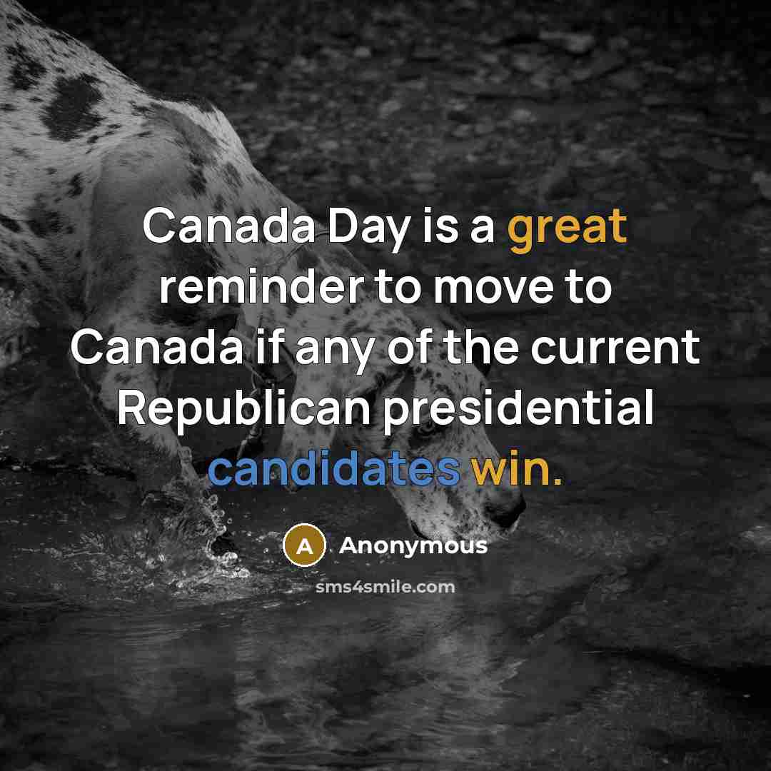 “Canada Day is a great reminder to move to Canada if any of the current Republican presidential candidates win.” quote by Anonymous