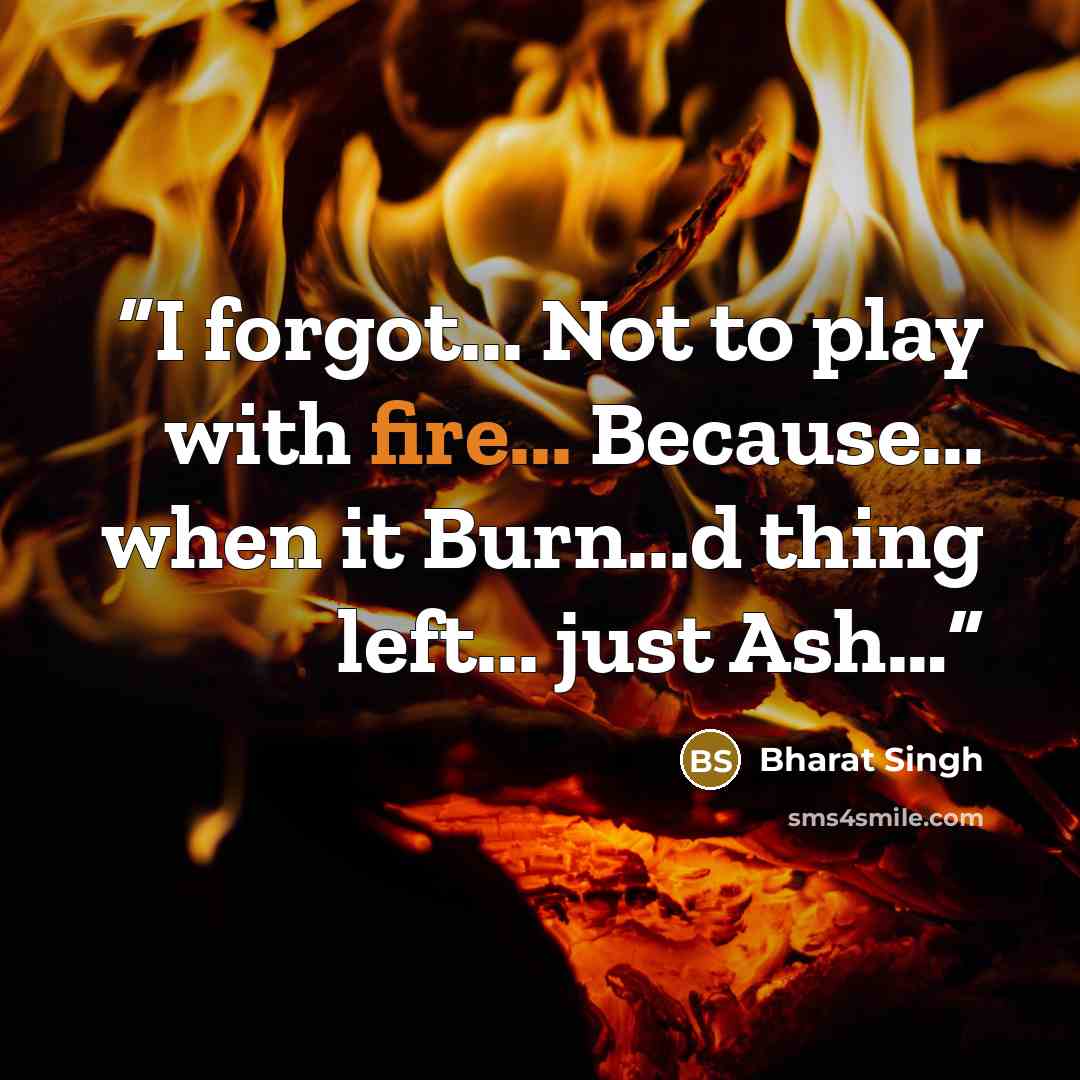 “I forgot... Not to play with fire... Because... when it Burn...d thing left... just Ash…” quote by Bharat Singh