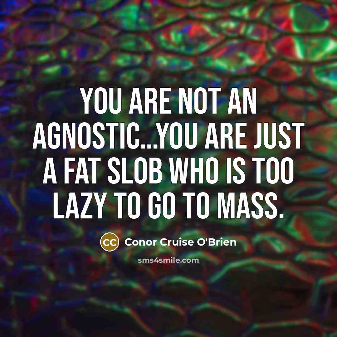 “You are not an agnostic.....You are just a fat slob…” quote by Conor Cruise O'Brien