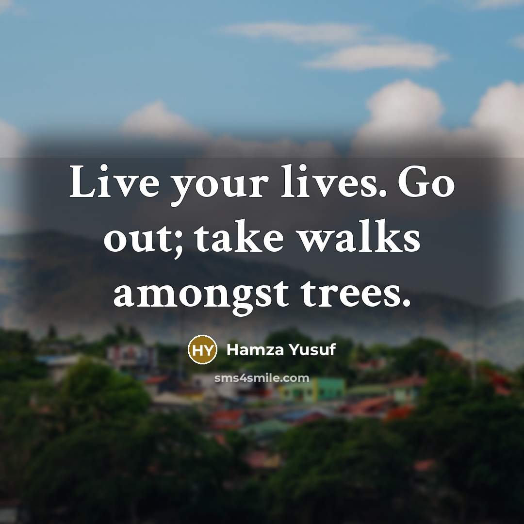 “Live your lives. Go out; take walks amongst trees.…” quote by Hamza Yusuf