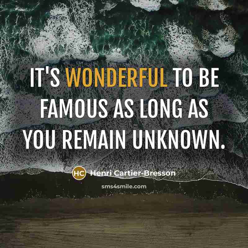 “It's wonderful to be famous as long as you remain…” quote by Henri Cartier-Bresson