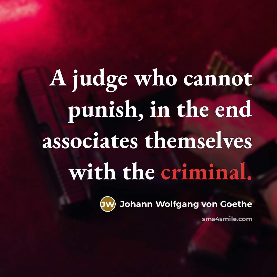 “A judge who cannot punish, in the end associates themselves…” quote by Johann Wolfgang von Goethe