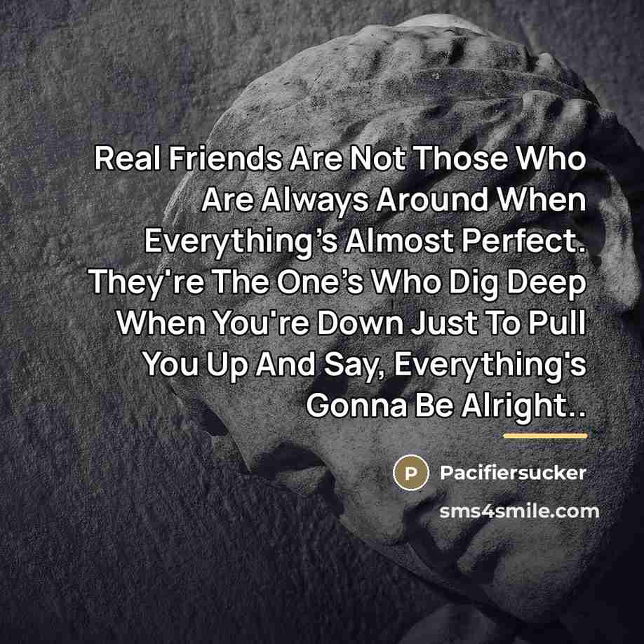 “Real Friends Are Not Those Who Are Always Around When…” quote by Pacifiersucker