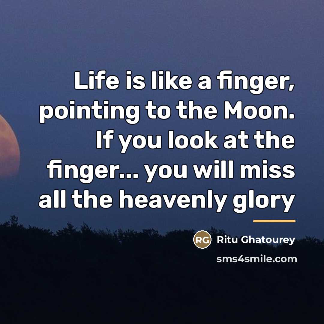“Life is like a finger, pointing to the Moon. If…” quote by Ritu Ghatourey