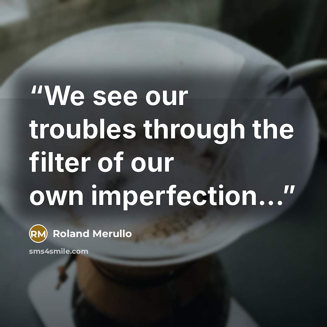 “We see our troubles through the filter of our own imperfection...” quote by Roland Merullo