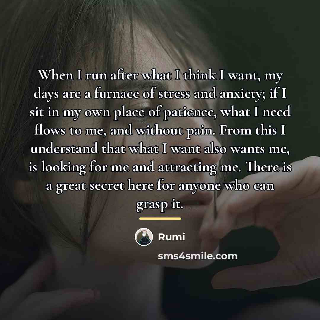 “When I run after what I think I want, my…” quote by Rumi