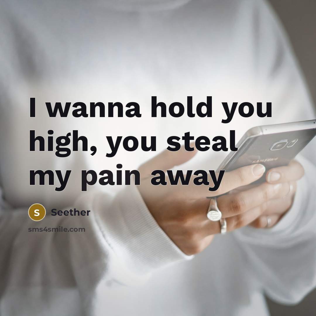 “I wanna hold you high, you steal my pain away” quote by Seether
