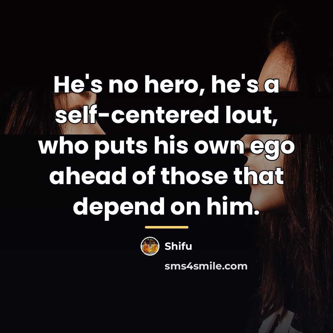 “He's no hero, he's a self-centered lout, who puts his…” quote by Shifu