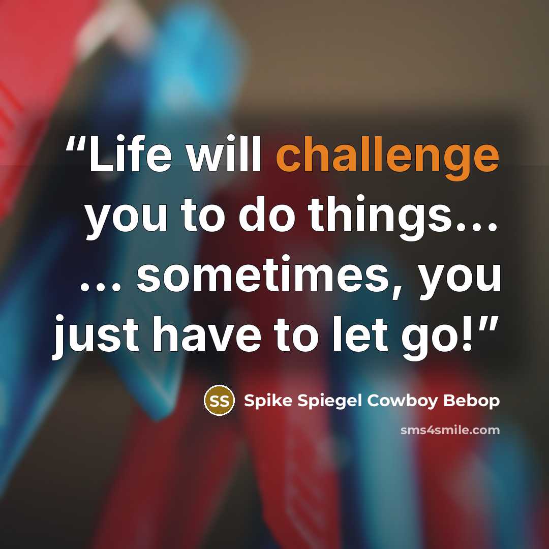 “Life will challenge you to do things… … sometimes, you just have to let go!” quote by Spike Spiegel Cowboy Bebop
