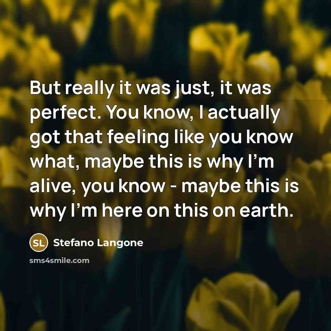 “But really it was just, it was perfect. You know,…” quote by Stefano Langone