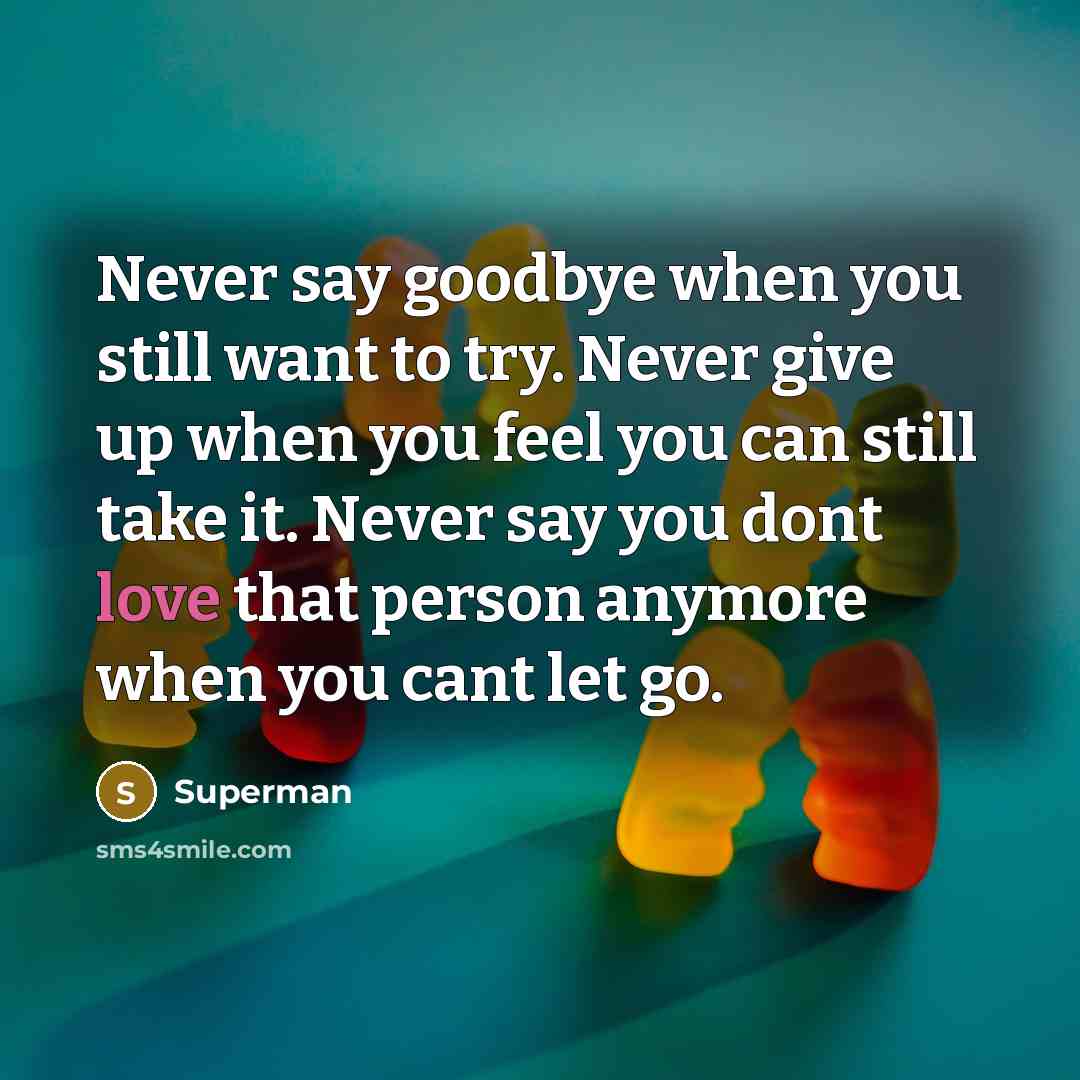 “Never say goodbye when you still want to try. Never…” quote by Superman
