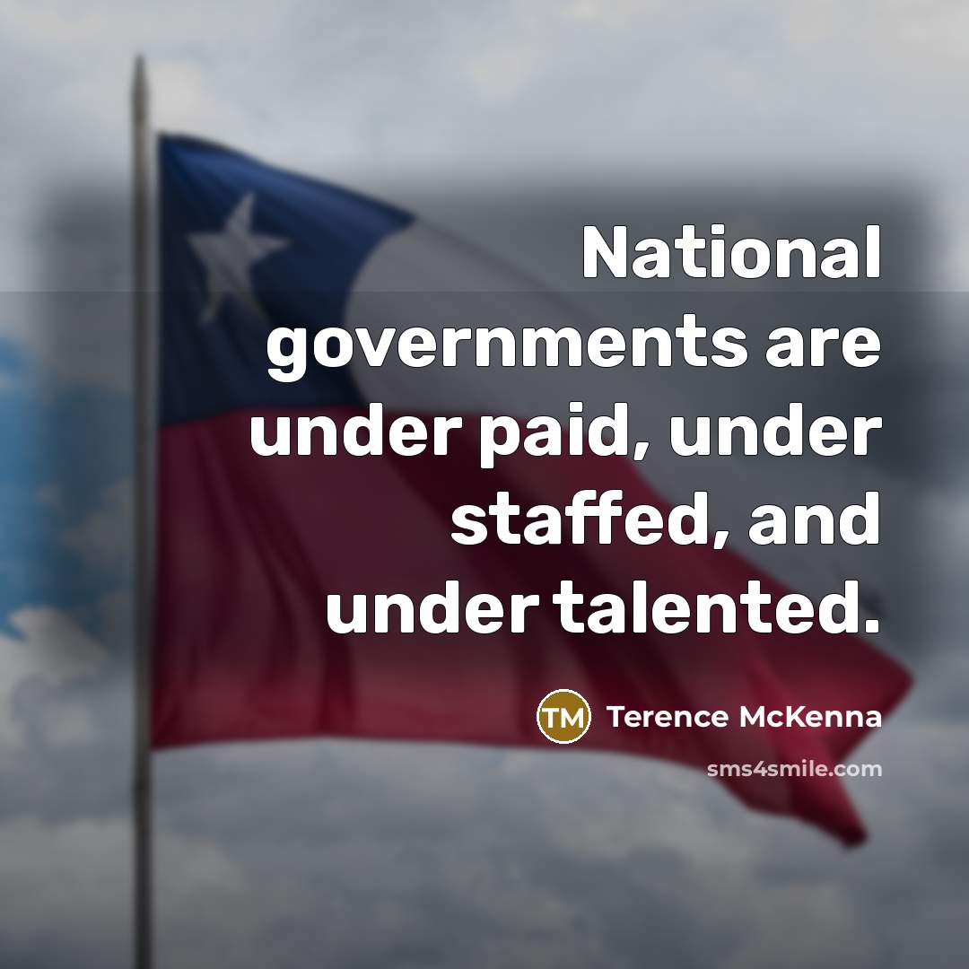 “National governments are under paid, under staffed, and under talented.…” quote by Terence McKenna