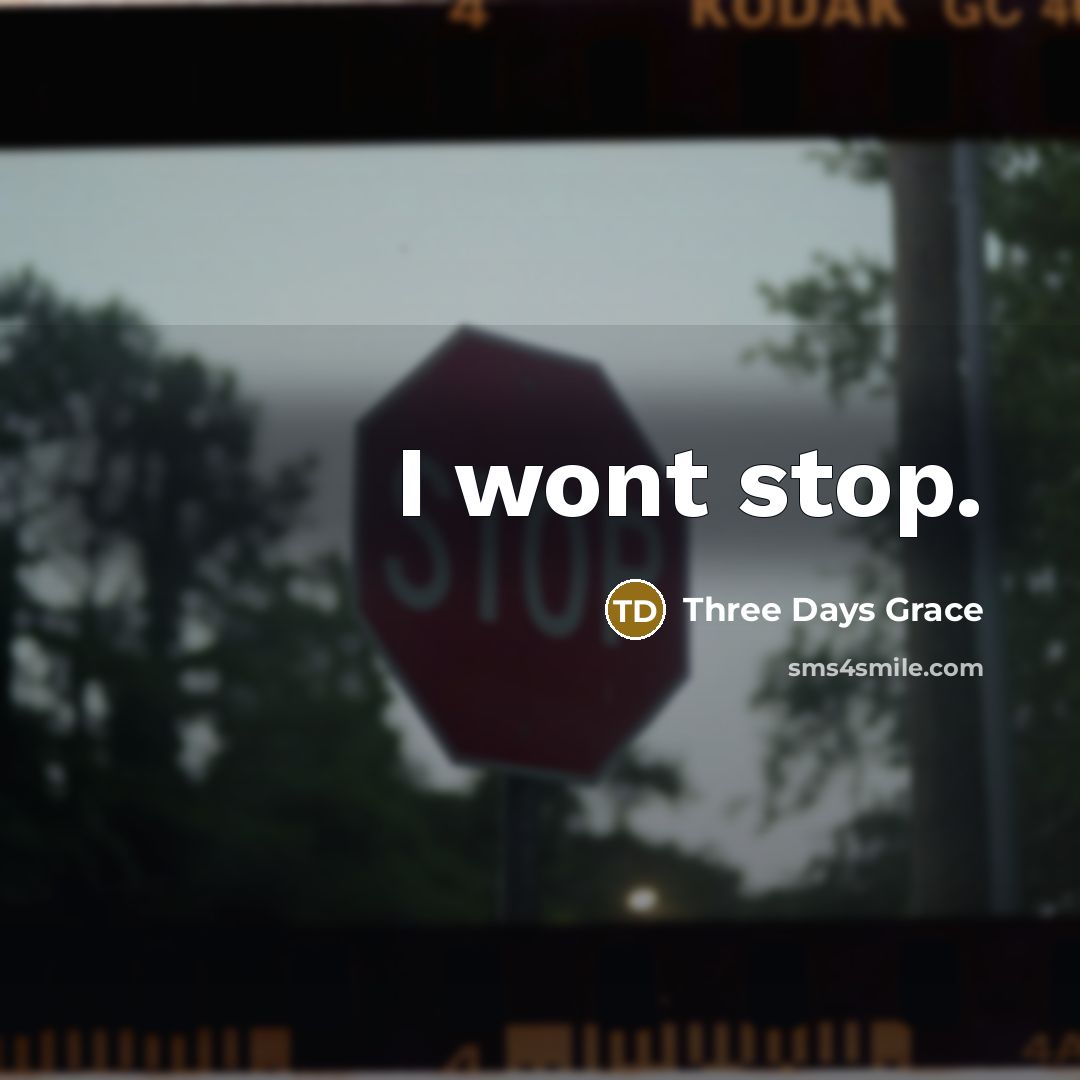 “I wont stop.…” quote by Three Days Grace