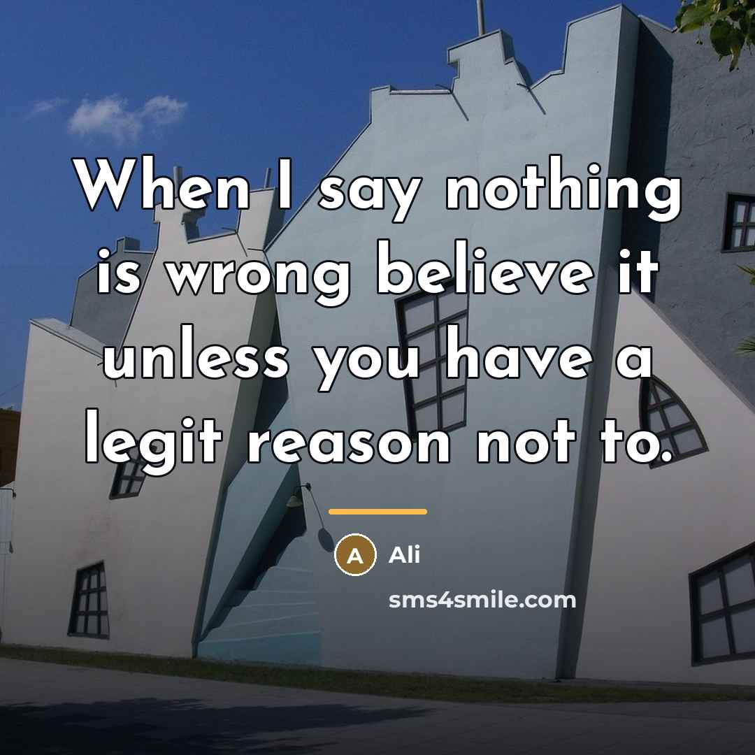 “When I say nothing is wrong believe it unless you…” quote by Ali