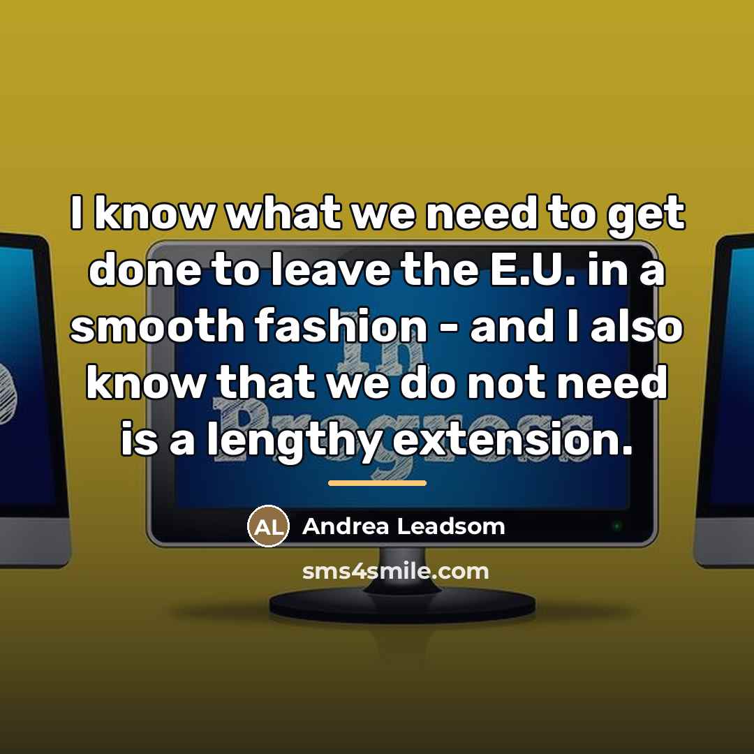 “I know what we need to get done to leave…” quote by Andrea Leadsom