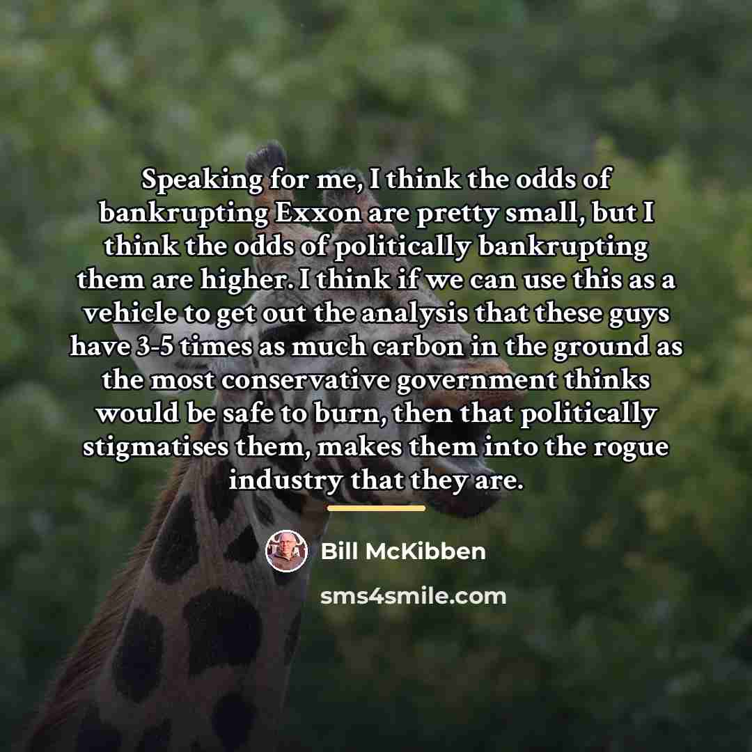“Speaking for me, I think the odds of bankrupting Exxon…” quote by Bill McKibben