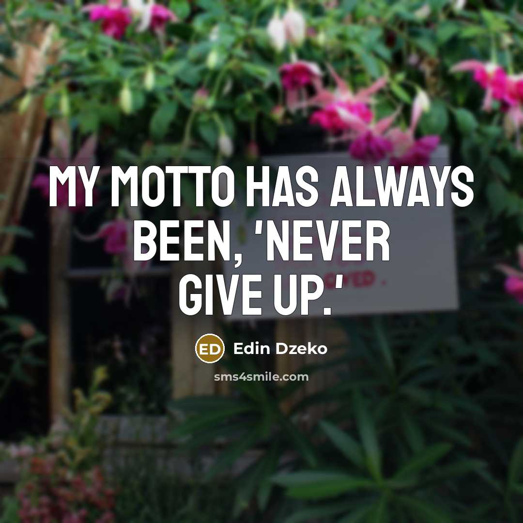 “My motto has always been, 'Never give up.'…” quote by Edin Dzeko