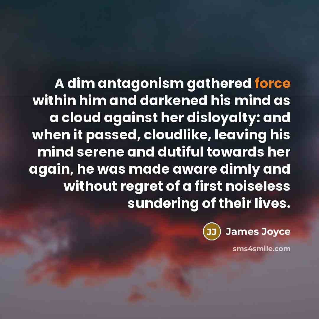 “A dim antagonism gathered force within him and darkened his…” quote by James Joyce