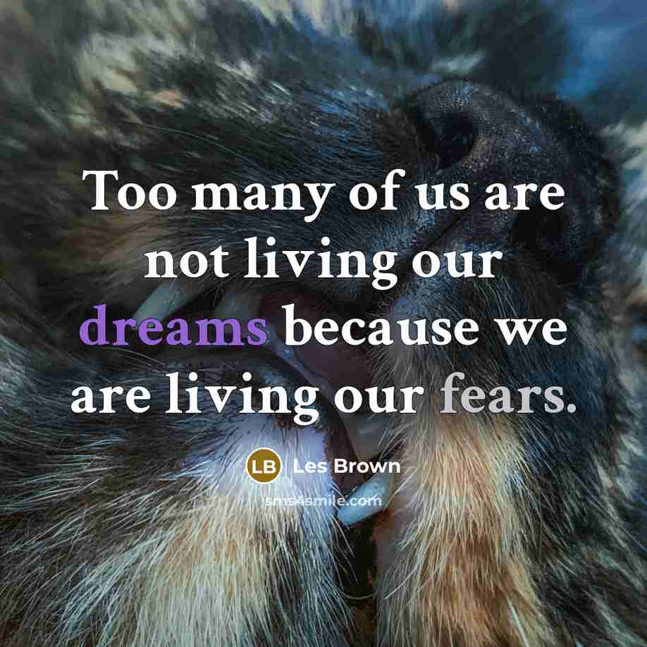 “Too many of us are not living our dreams because…” quote by Les Brown