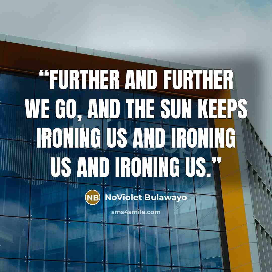 “Further and further we go, and the sun keeps ironing us and ironing us and ironing us.” quote by NoViolet Bulawayo