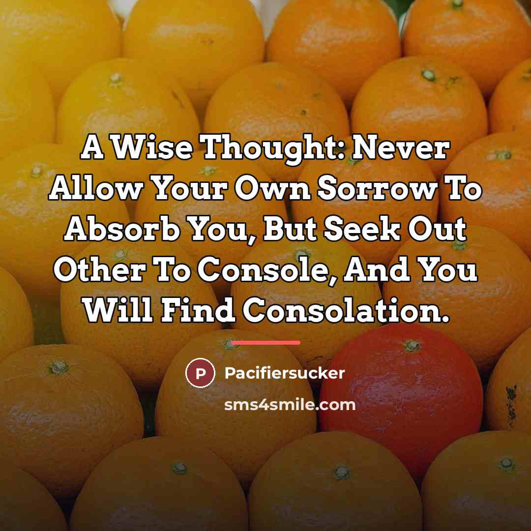 “A Wise Thought: Never Allow Your Own Sorrow To Absorb…” quote by Pacifiersucker