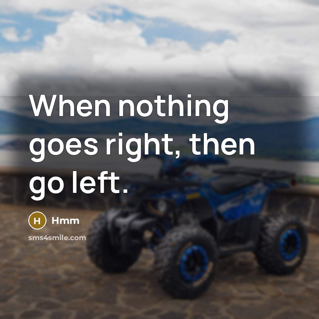 “When nothing goes right, then go left.” quote by Hmm