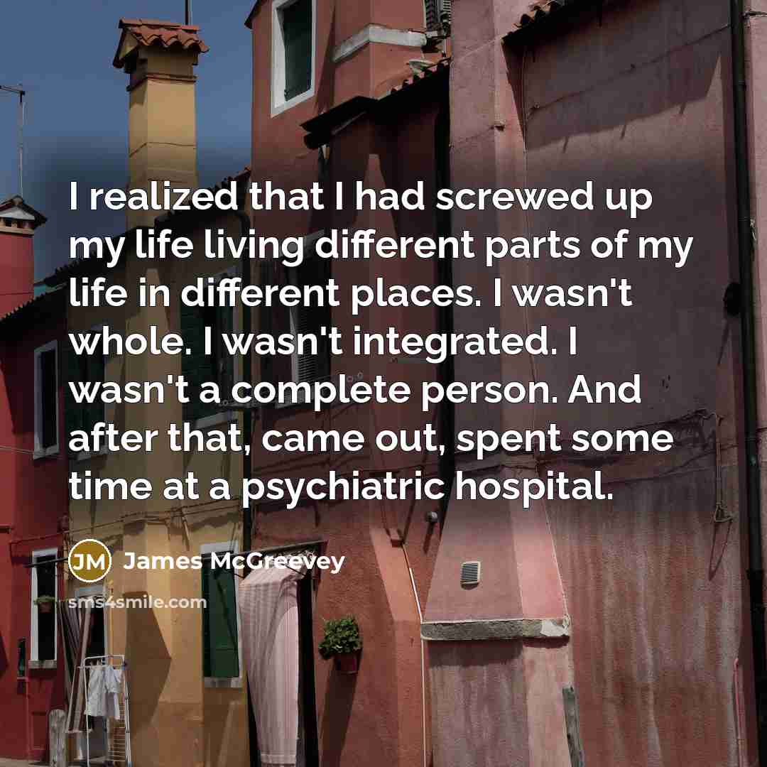 “I realized that I had screwed up my life living…” quote by James McGreevey